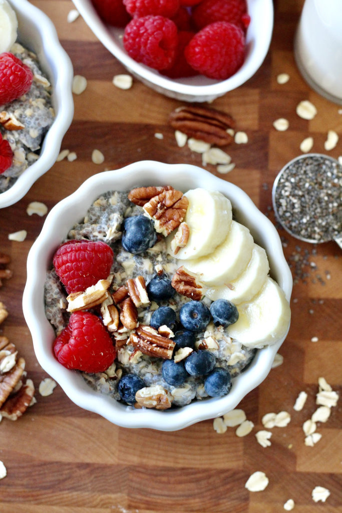 chia seed oatmeal 6 | Milk & Honey Nutrition chia seed oatmeal with berries banana slices