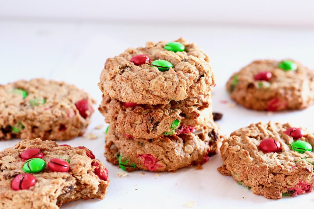 oatmeal peanut butter cookies with m&ms
