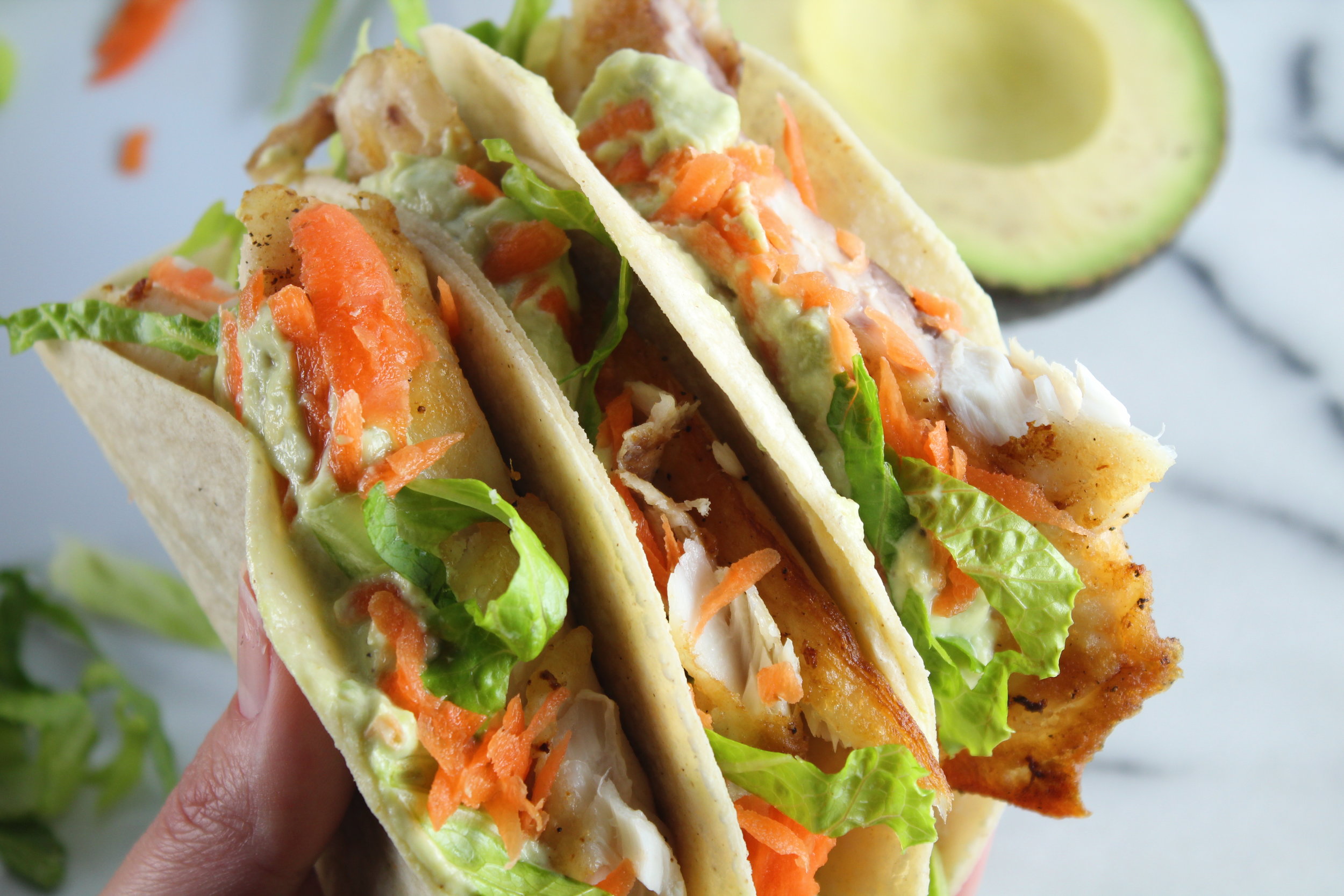 30-minute Fish Tacos with Lemon Avocado Cream Sauce | Milk & Honey ...
