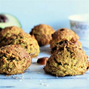 avocado banana cookies on a marble countertop