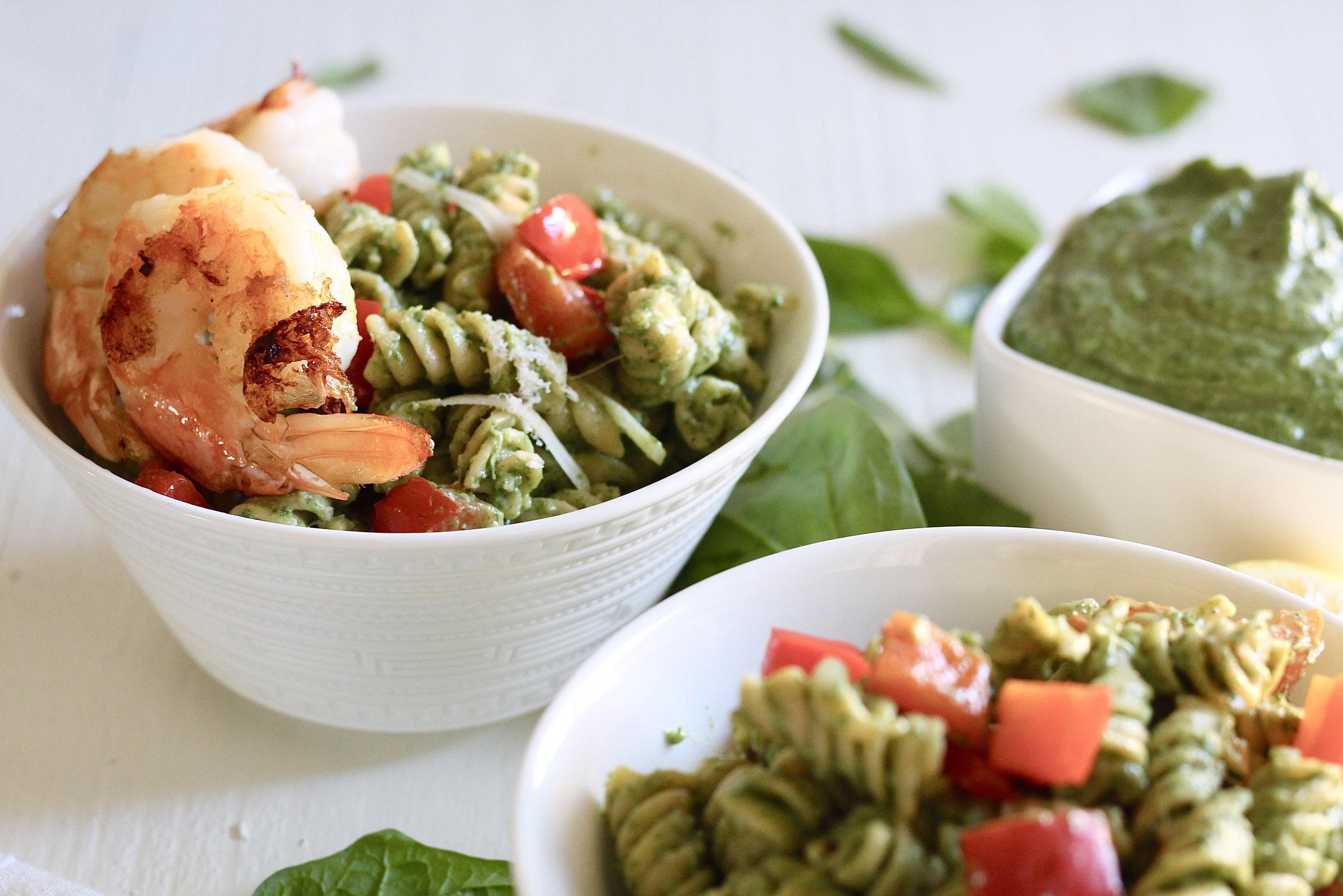  Creamy Spinach Pasta with Shrimp (Gluten Free) 