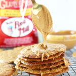 Gluten Free Oatmeal Peanut Butter Lace Cookies with peanut butter drizzle