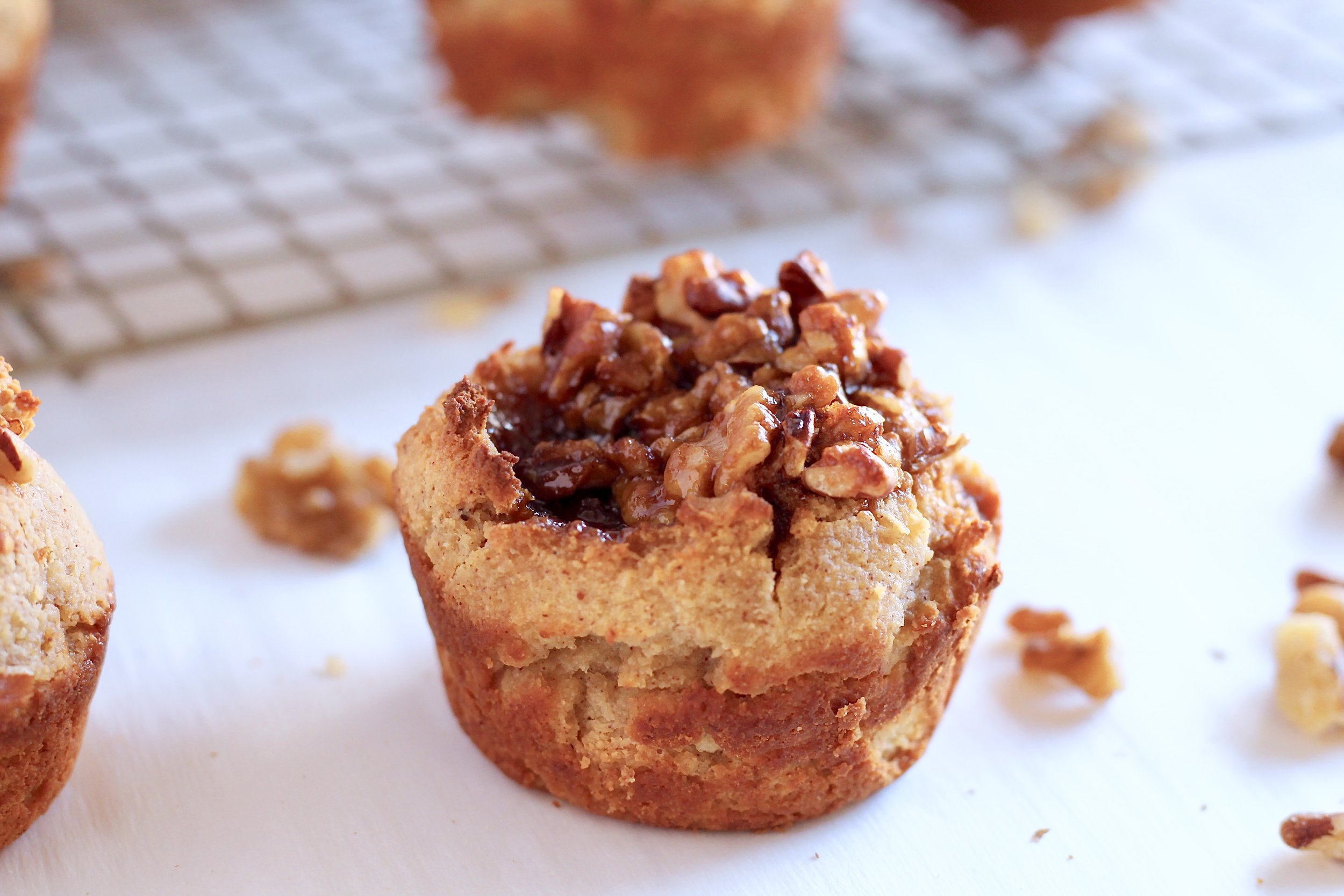  Grain Free No Added Sugar Banana Muffins with Walnut Pecan Topping 