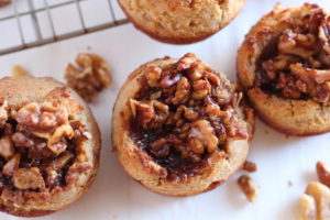 Grain Free No Added Sugar Banana Muffins with Walnut Pecan Topping