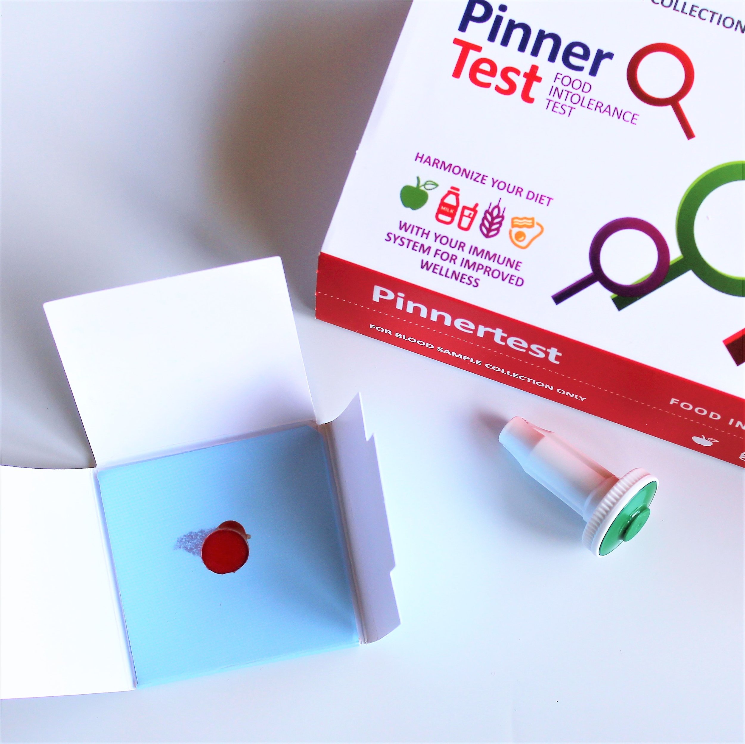 pinner test box with strip for blood sample