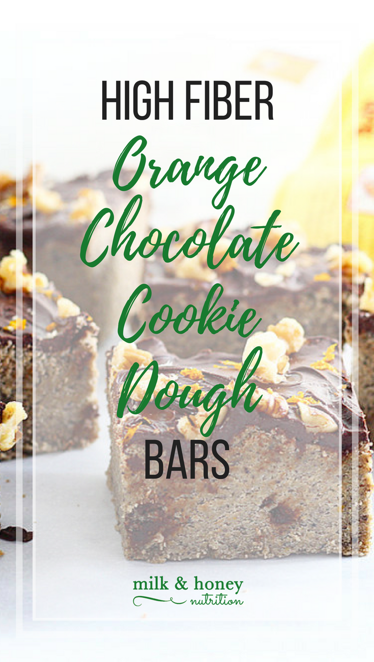 high fiber orange chocolate cookie dough bars milk and honey nutrition