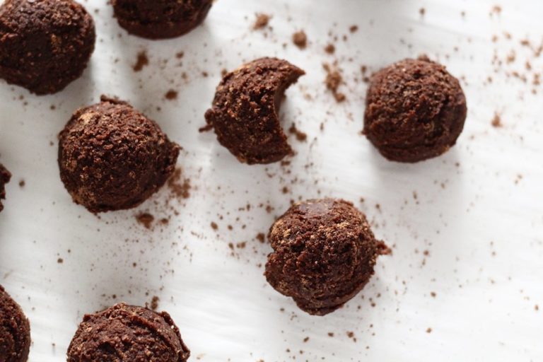 aerial view of Low Sugar No Bake Brownie Bites