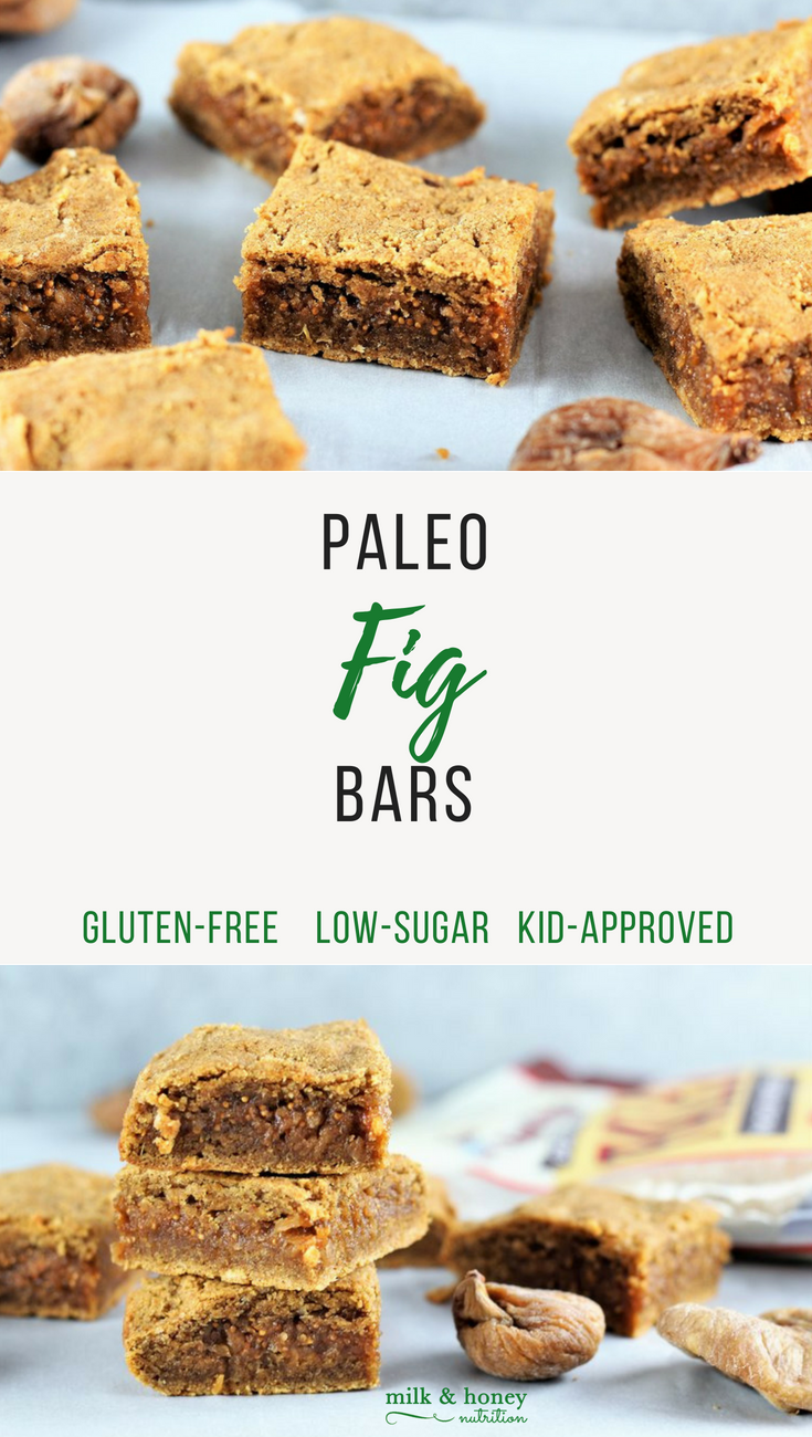 paleo fig bars in squares gluten free low sugar kid approved milk and honey nutrition