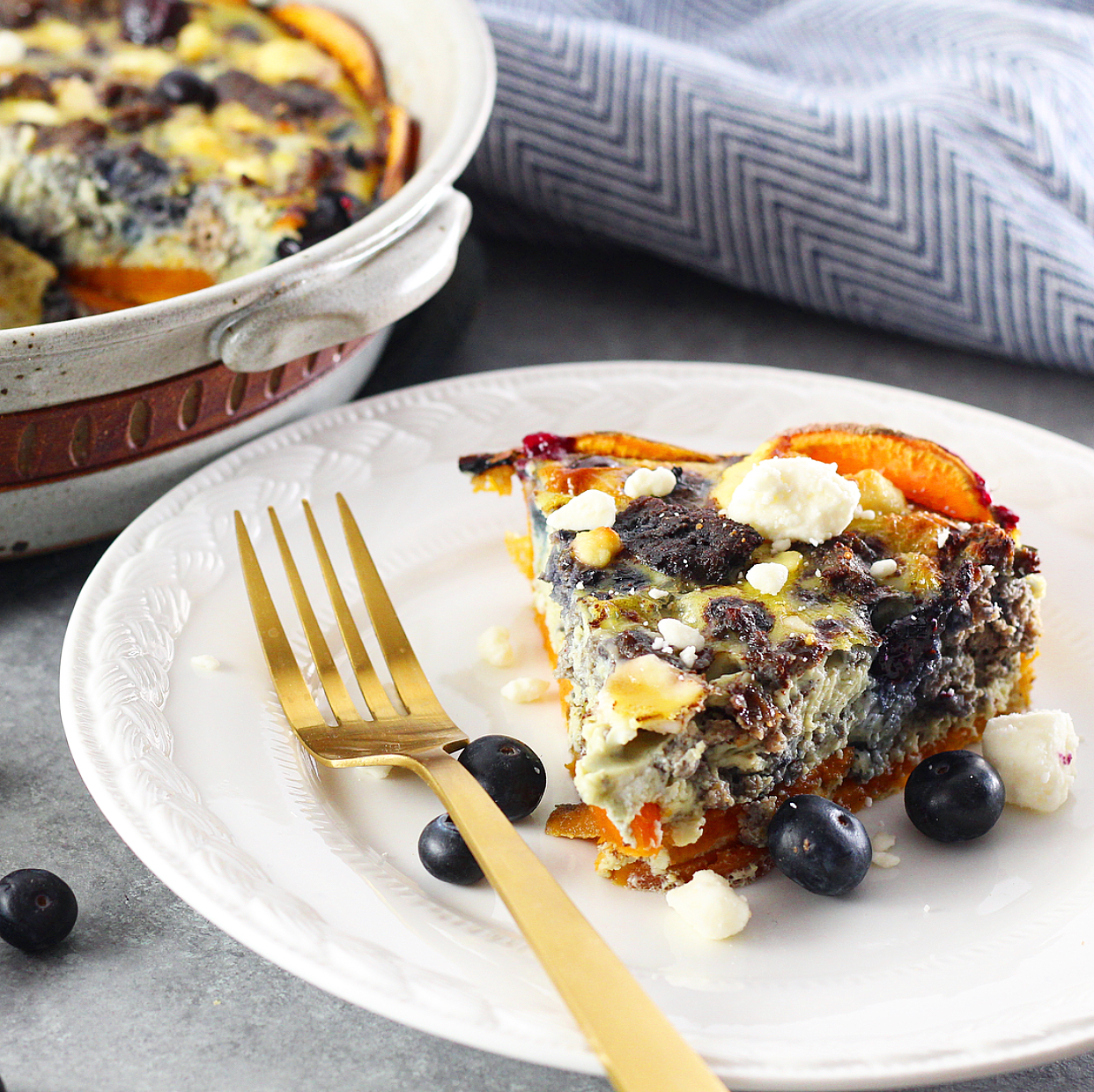  Blueberry Sweet Potato and Feta Quiche 