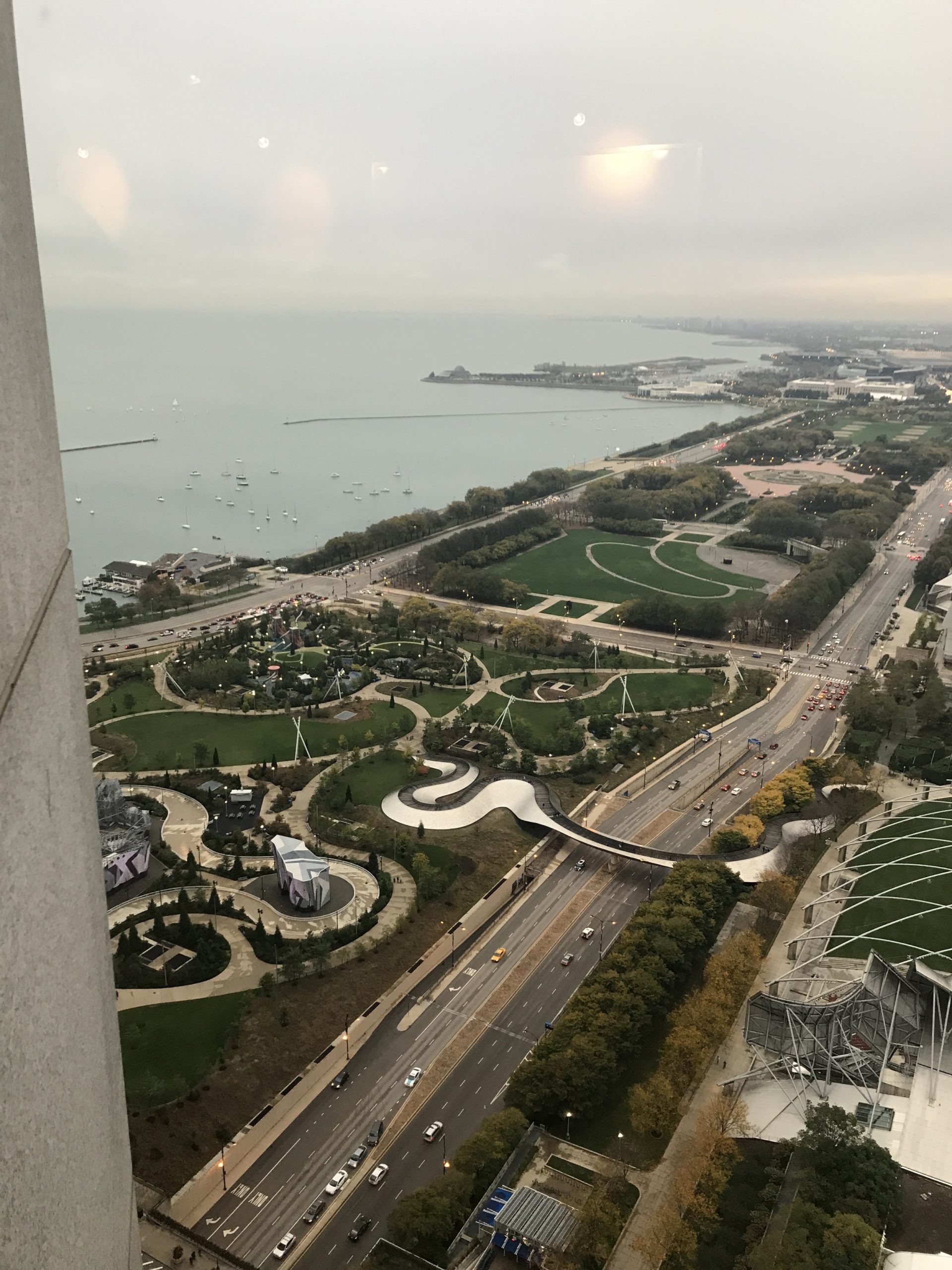 aerial view of chicago on lake michigan