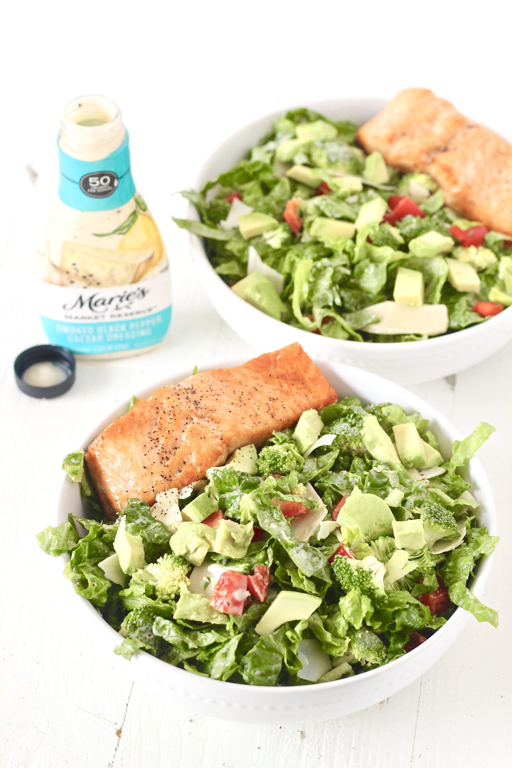 Smoked Black Pepper and Salmon Caesar Salad | Milk & Honey Nutrition Smoked Black Pepper and Salmon Caesar Salad with Maries Dressing