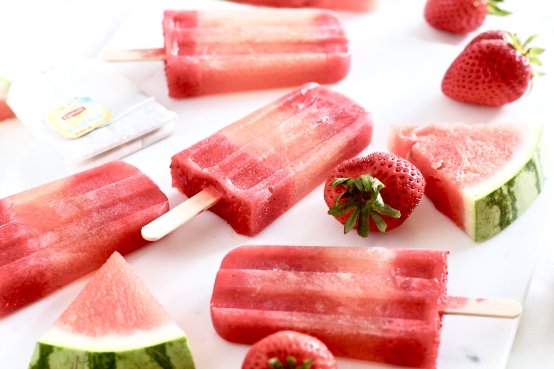  Strawberry Watermelon Iced Tea Pops 