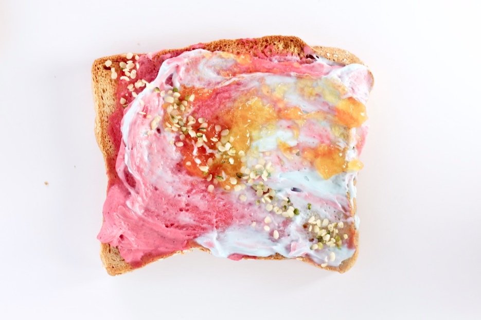 Watercolor Toast with no artificial dyes | Milk & Honey Nutrition Watercolor Toast with no artificial dyes