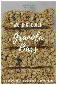 two-ingredient granola bars milk and honey nutrition gluten free low sugar dairy free