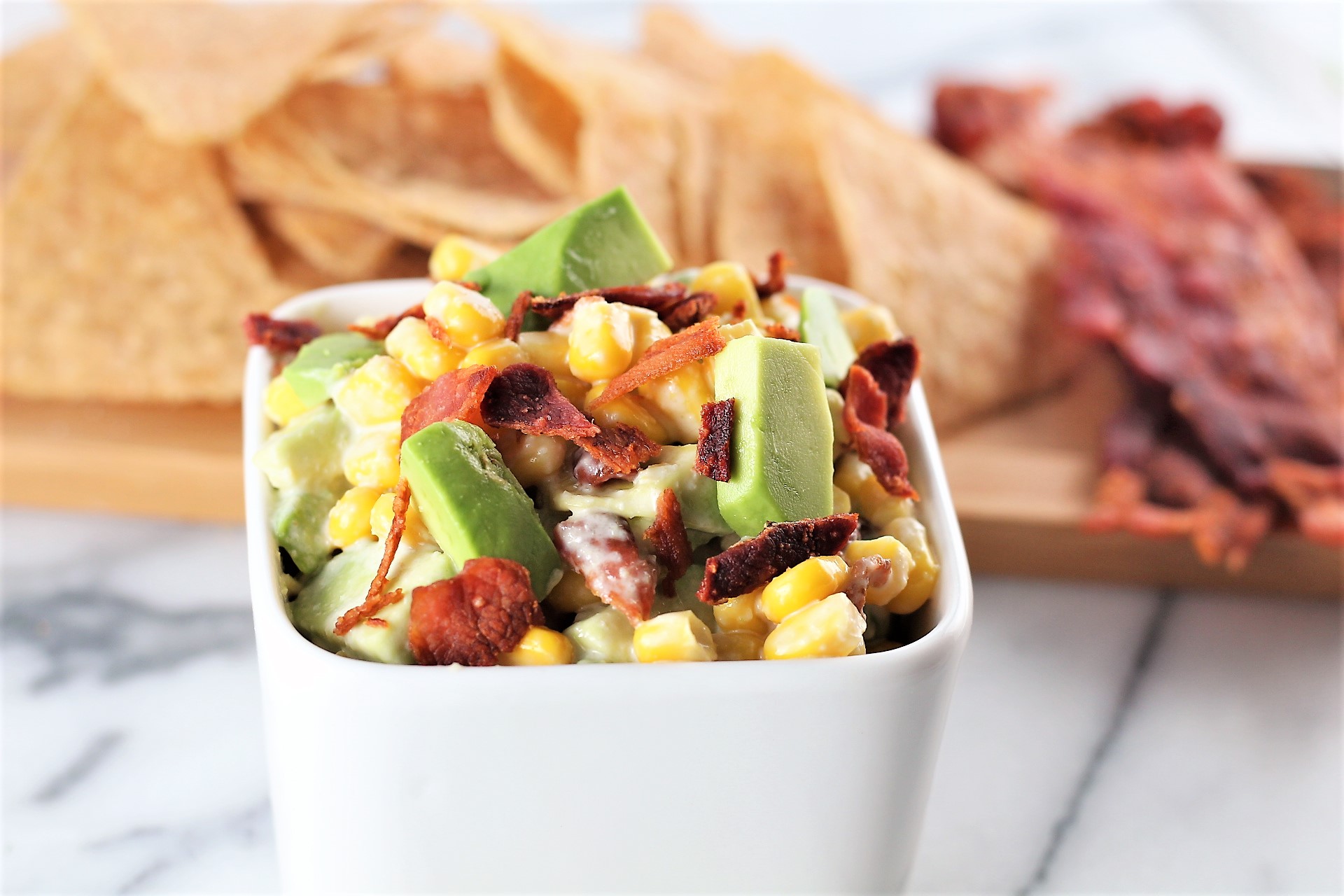  Creamy Avocado Bacon Corn Dip 