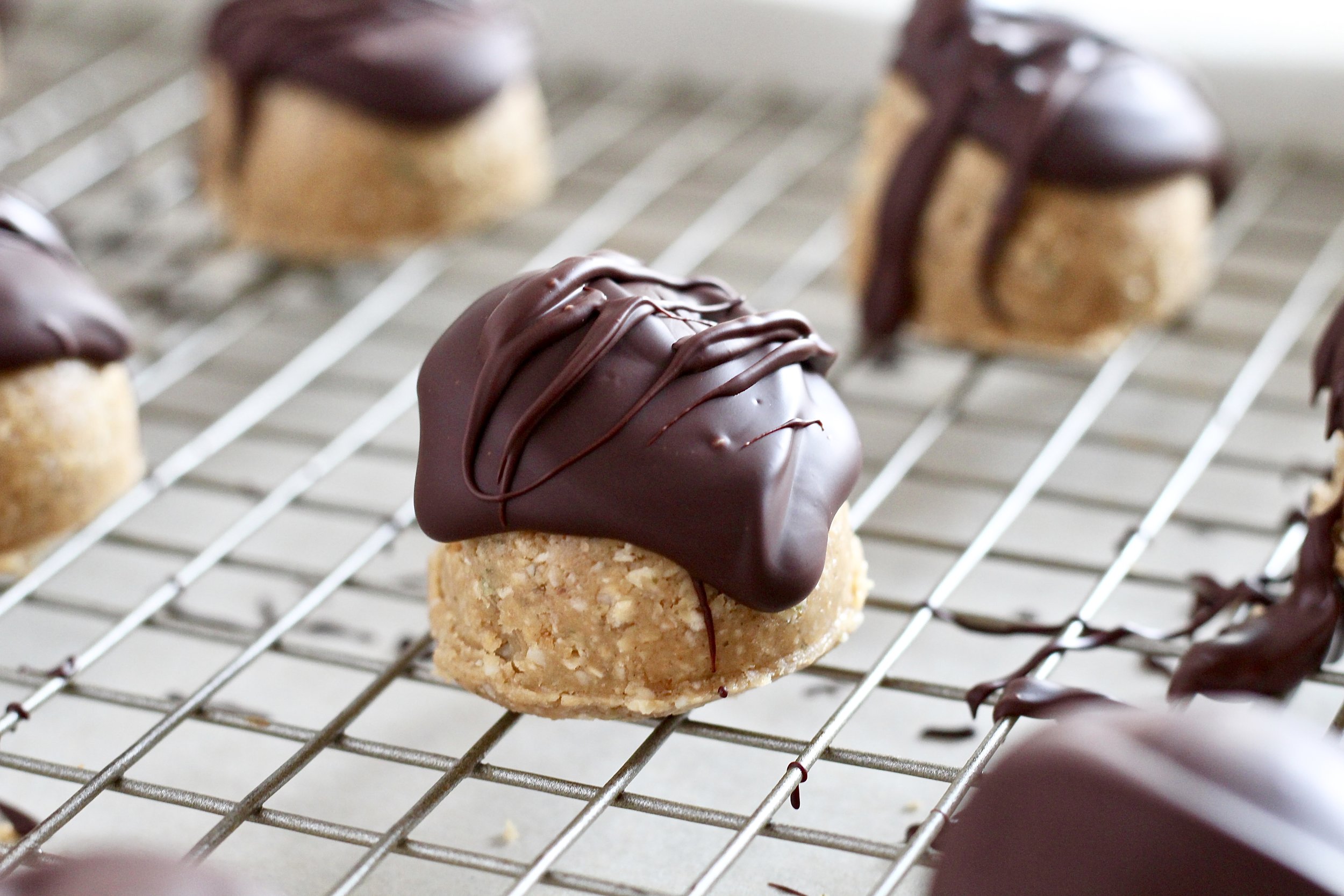 Healathier Scotcheroo Energy Balls on Cooling Rack