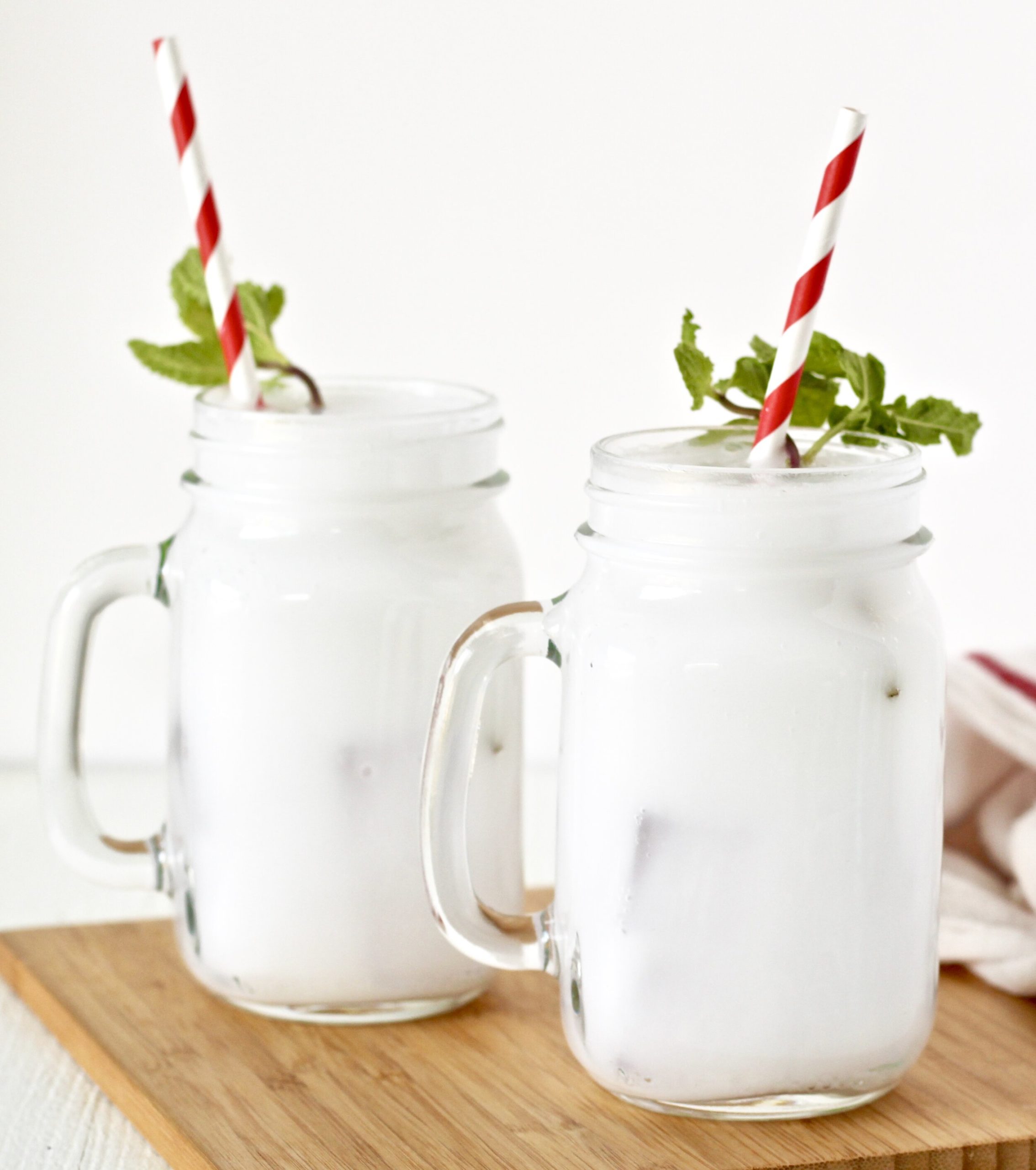 Peppermint Pick Me Up Mocktail with fun straw