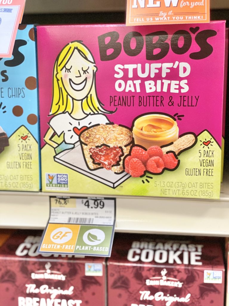 bobos stuffd oat bites peanut butter & jelly at sprouts market gluten free and plant-based