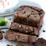 gluten free chocolate zucchini bread with bob's red mill mix in background