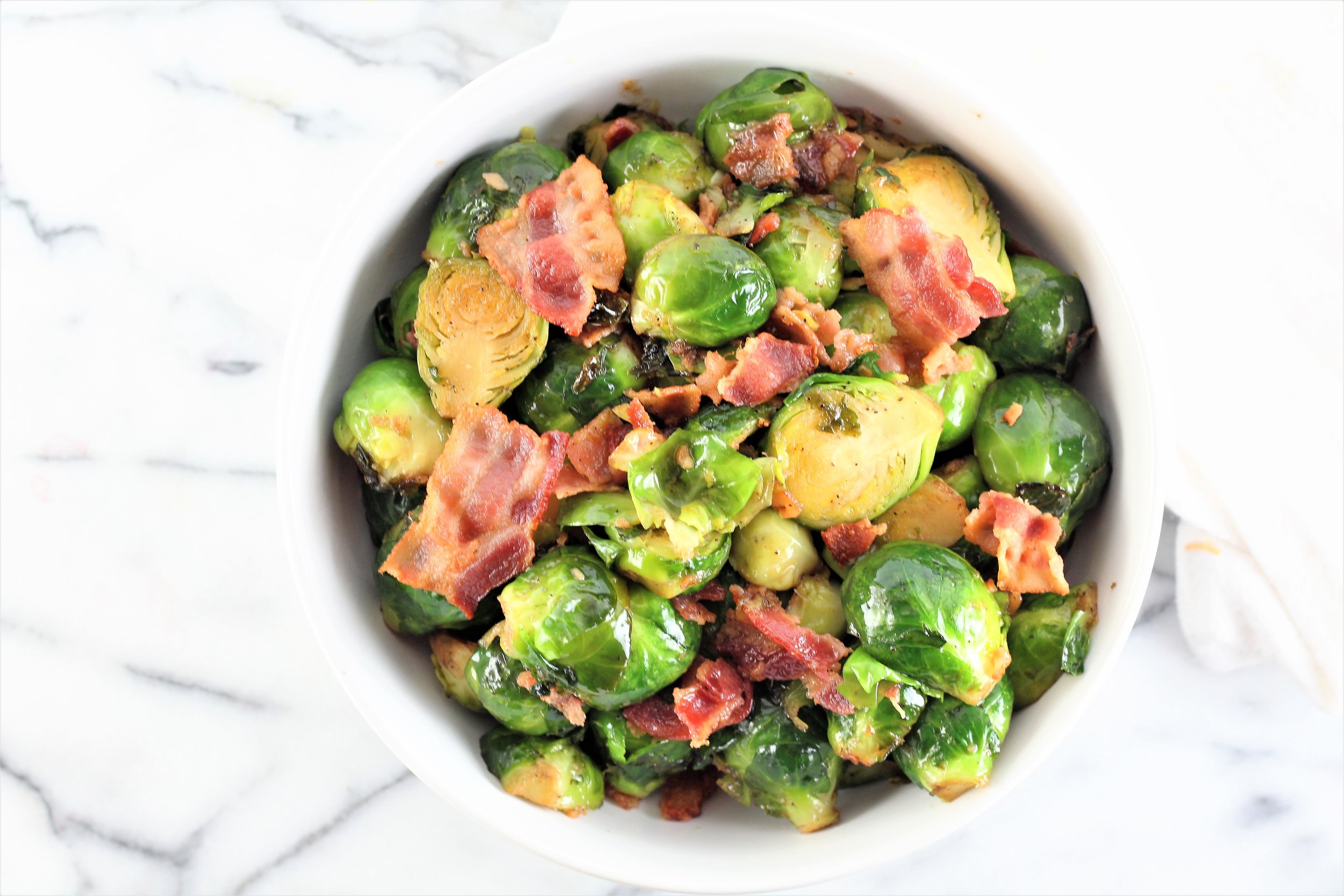 Maple Black Pepper and Bacon Brussel Sprouts