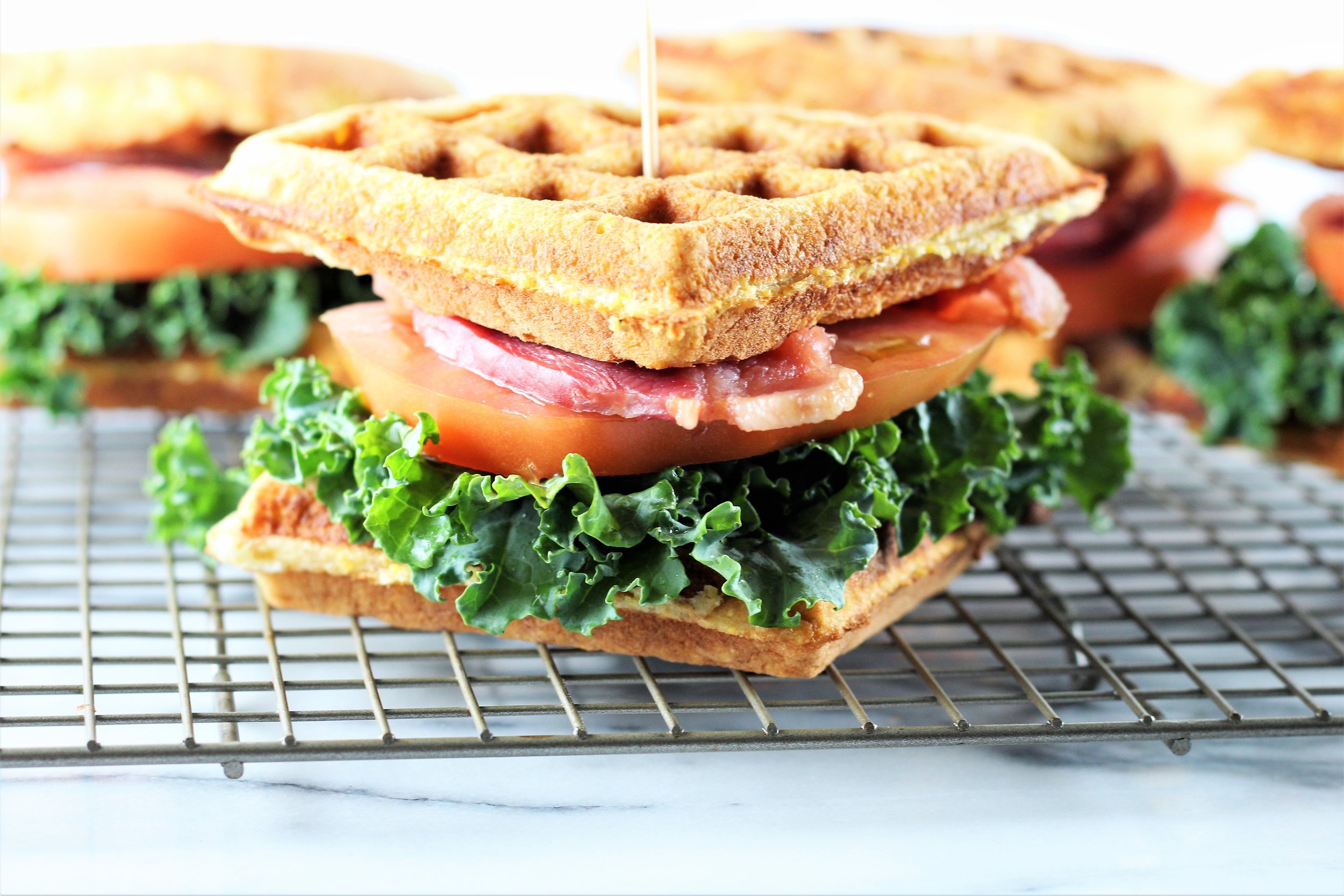  Maple Cornbread Waffle BLT Sandwiches 