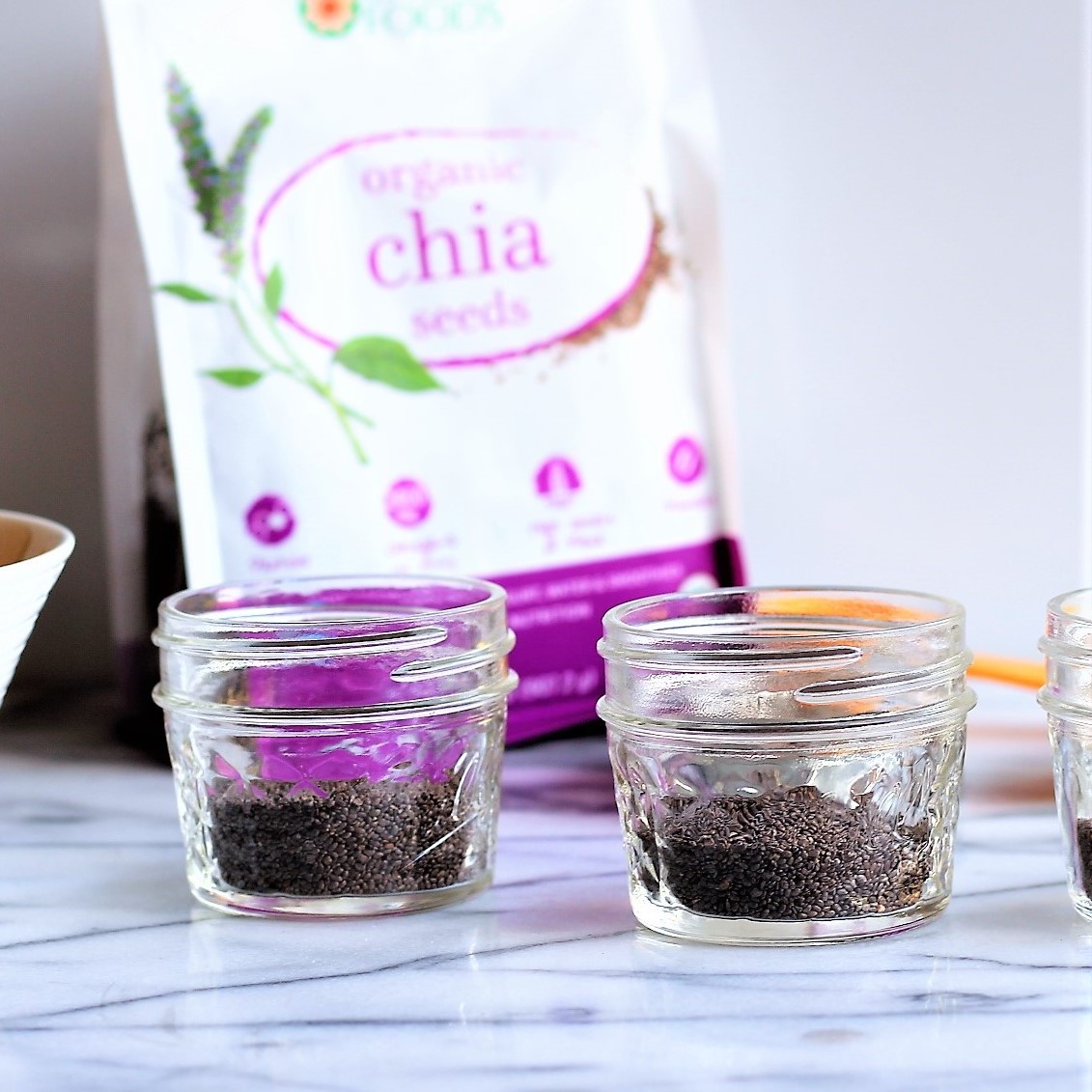 step 1 and 2 chia seed smoothie chia seeds in jars