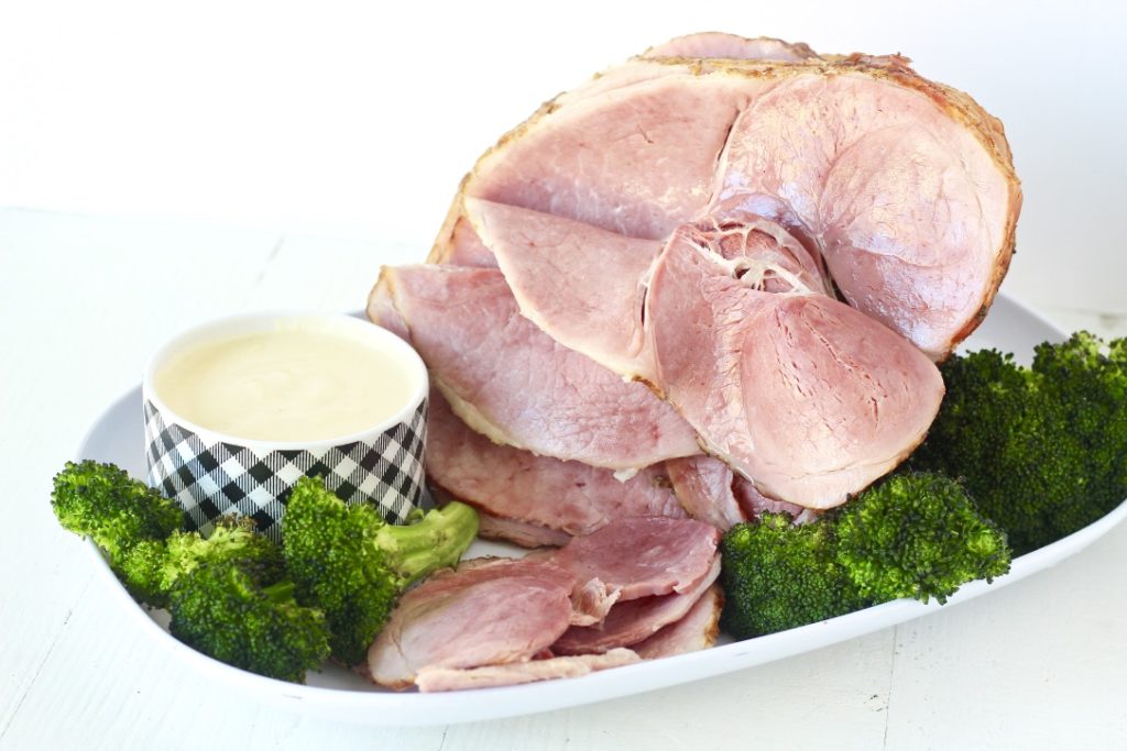 easter ham with broccoli and dijon sauce