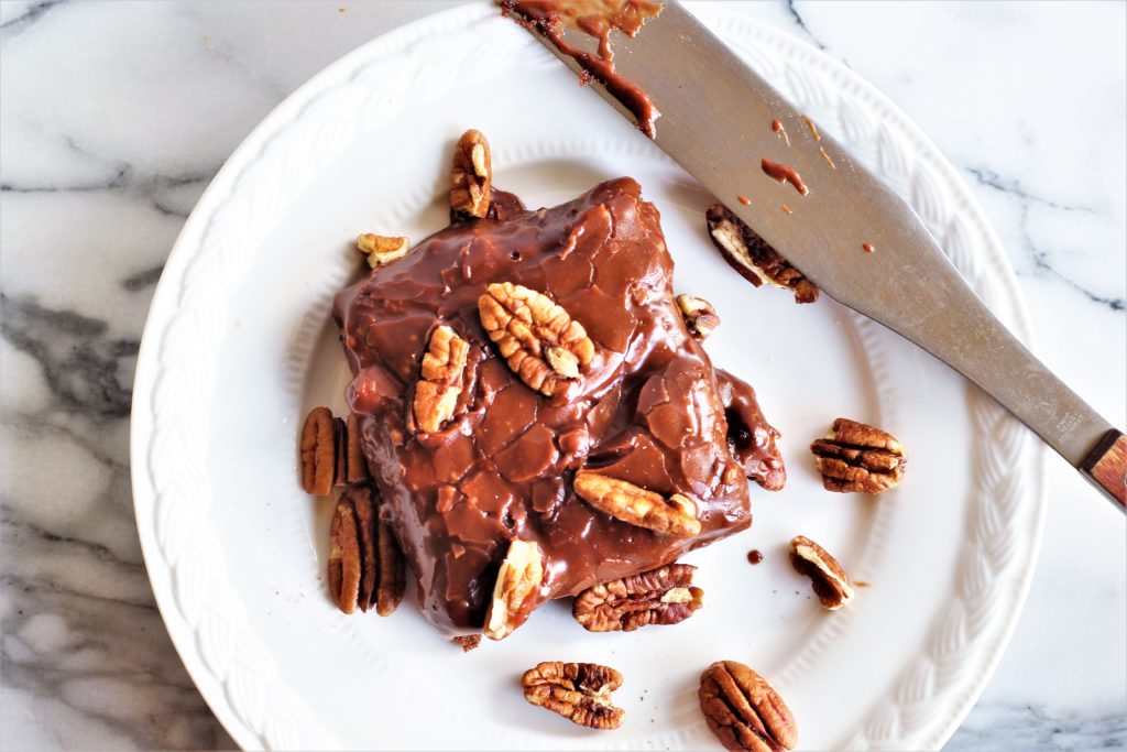 texas sheet cake with pecans
