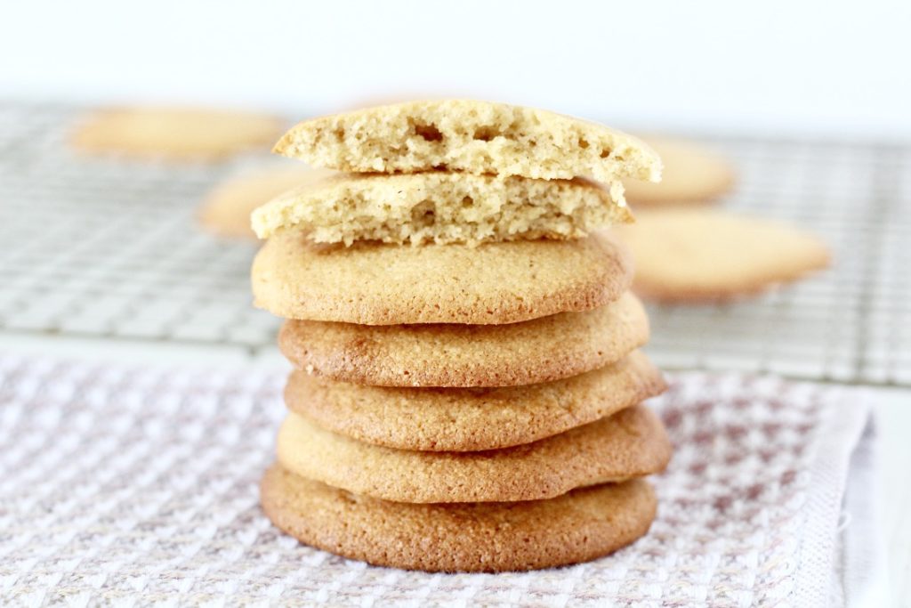 low carb almond flour cookies 6 | Milk & Honey Nutrition stack of low carb sugar cookies