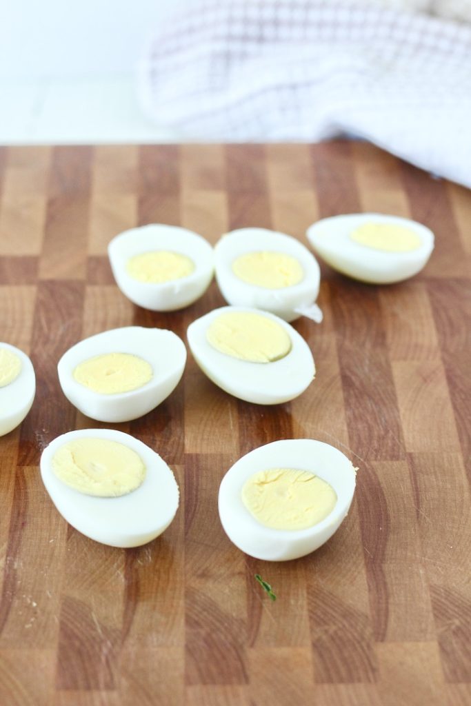 hard boiled eggs cut in half