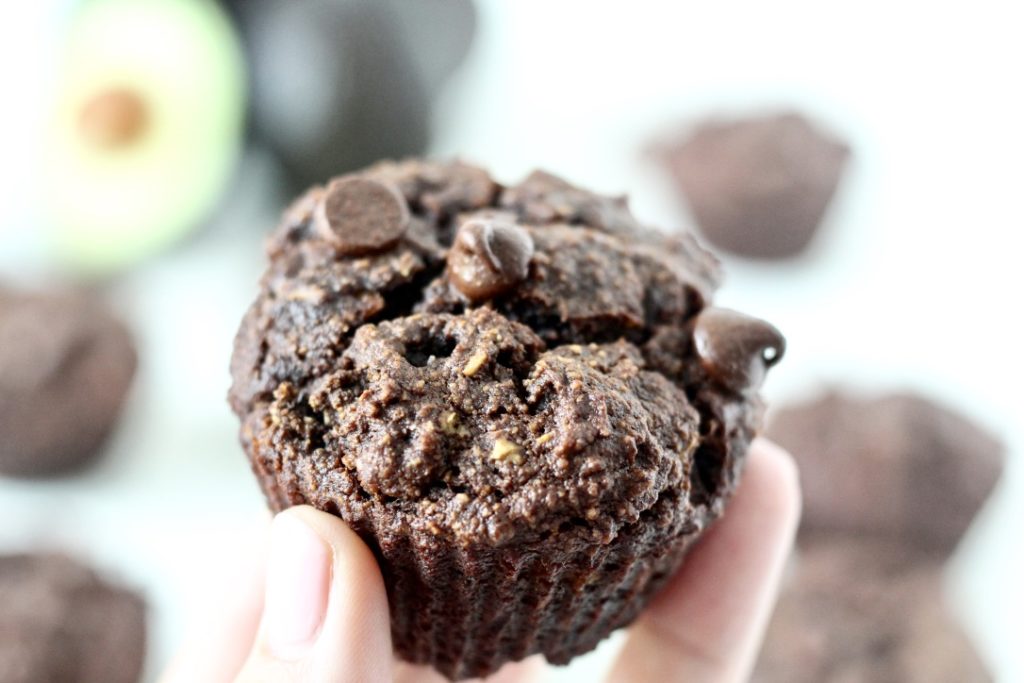 chocolate muffin made with avocado