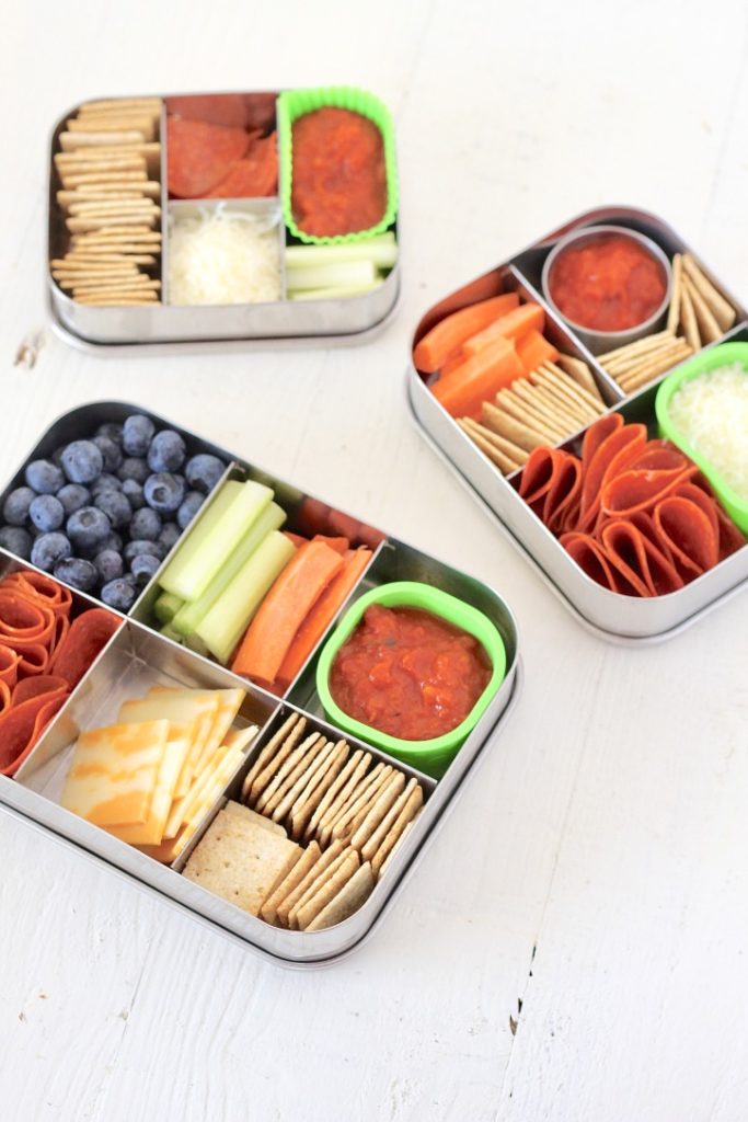 three kids bento box lunches