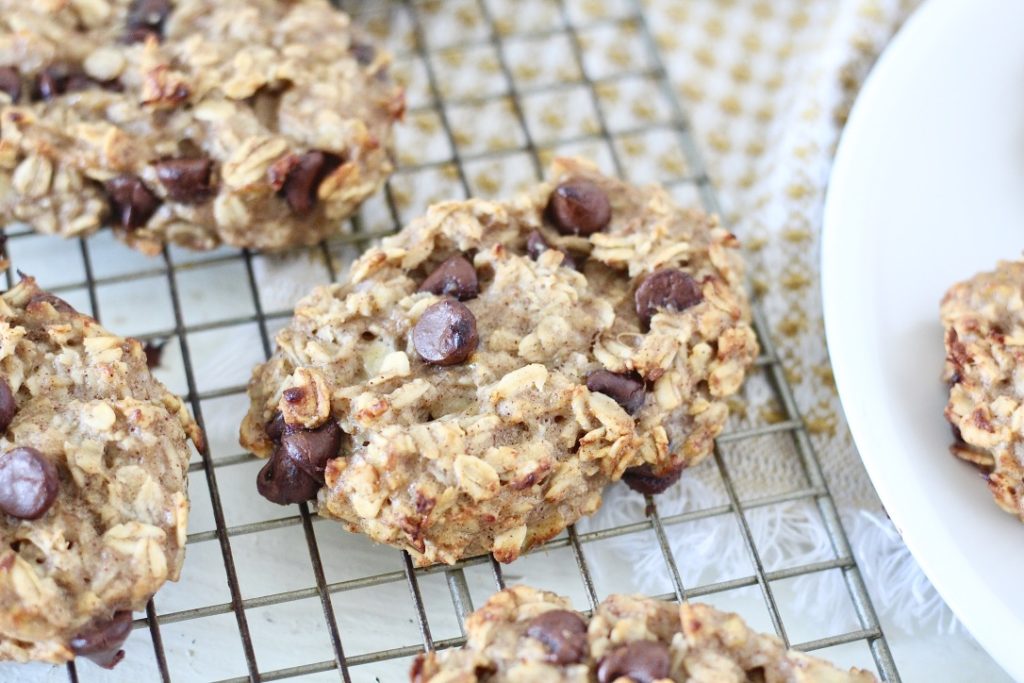 oatmeal chocolate chip bars on cooling rack