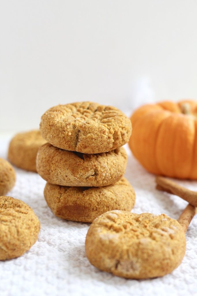 stack of three pumpkin cookies