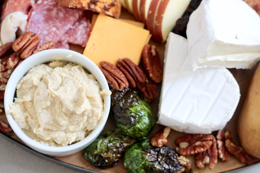 hummus on fall charcuterie board