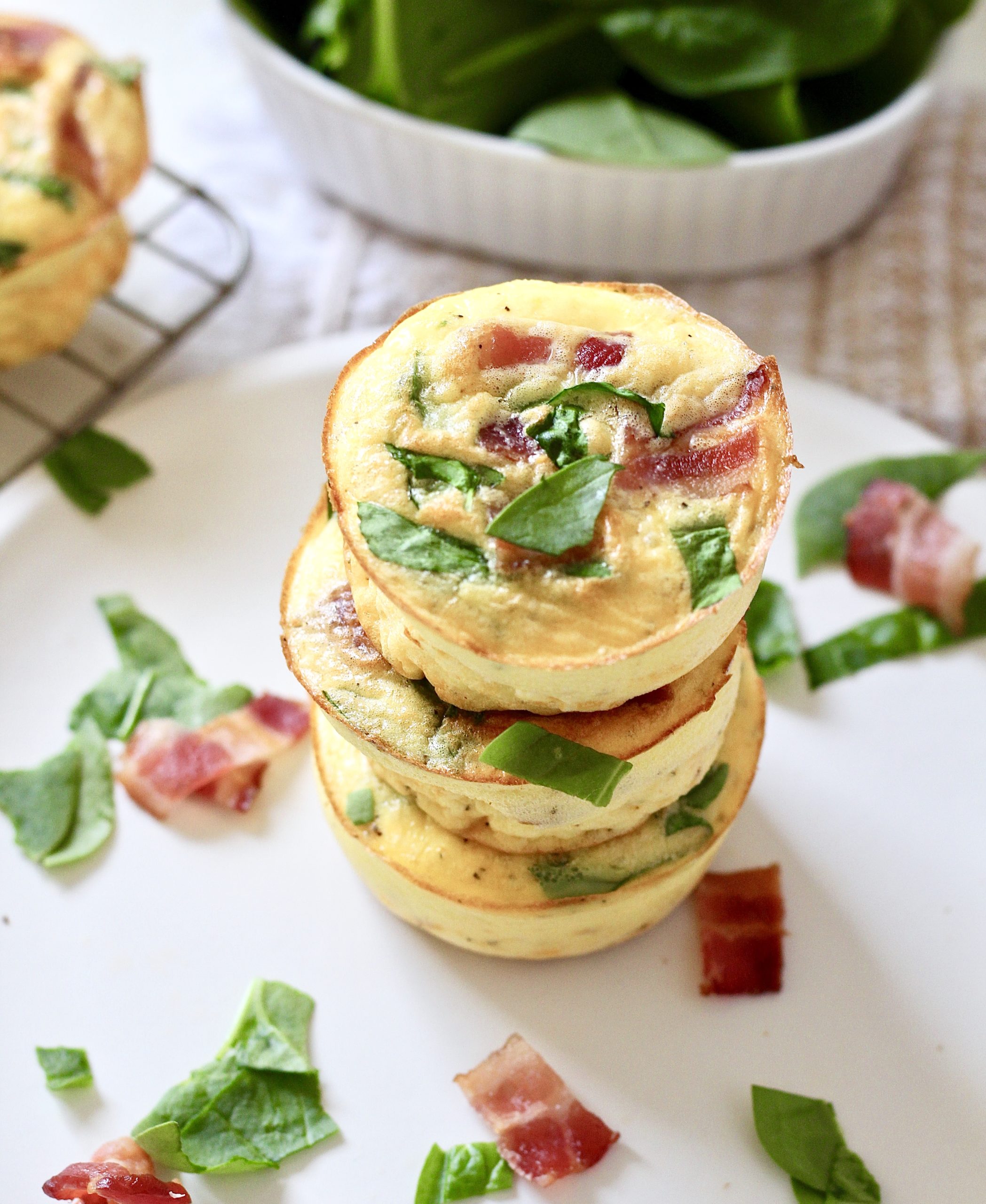 egg bites with bacon and spinach
