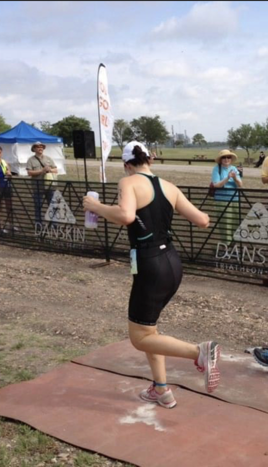 woman with diabetes running triathlon