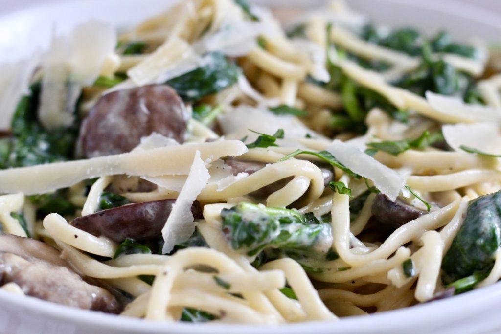 truffle mushroom pasta closeup