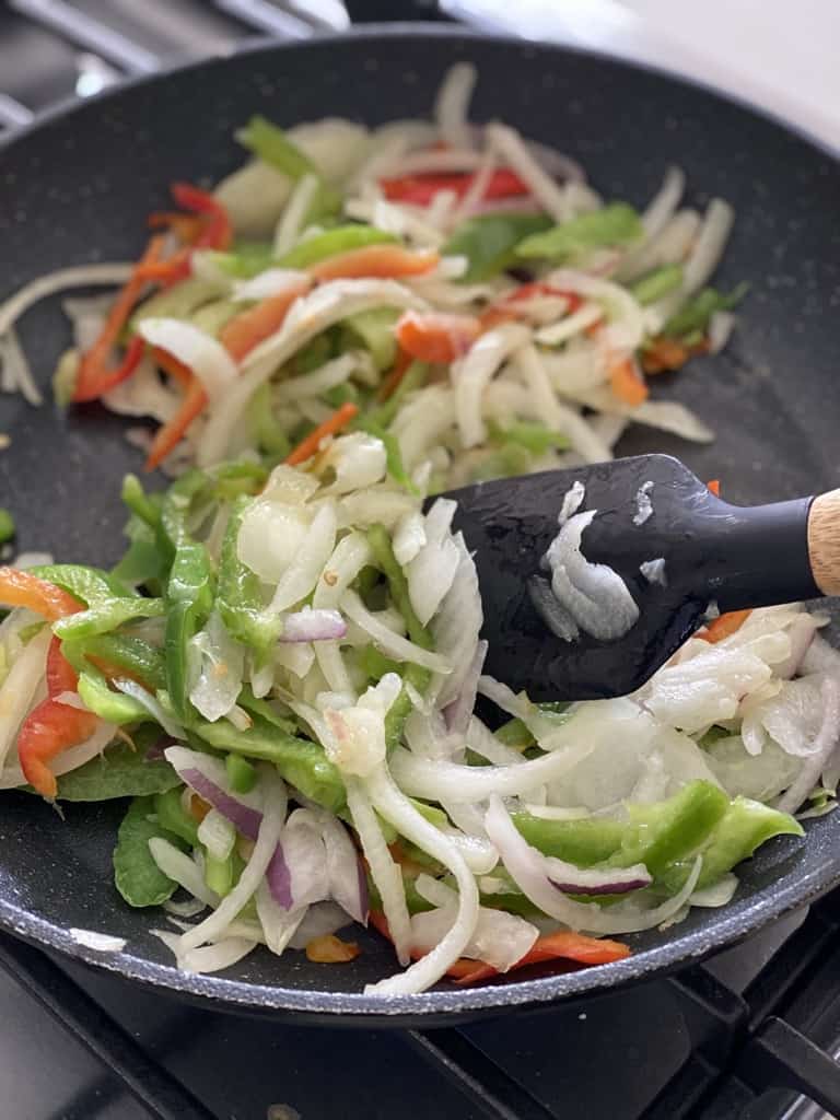 sauteed peppers for low carb burrito bowl