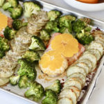one pan salmon and veggies with citrus potatoes broccoli
