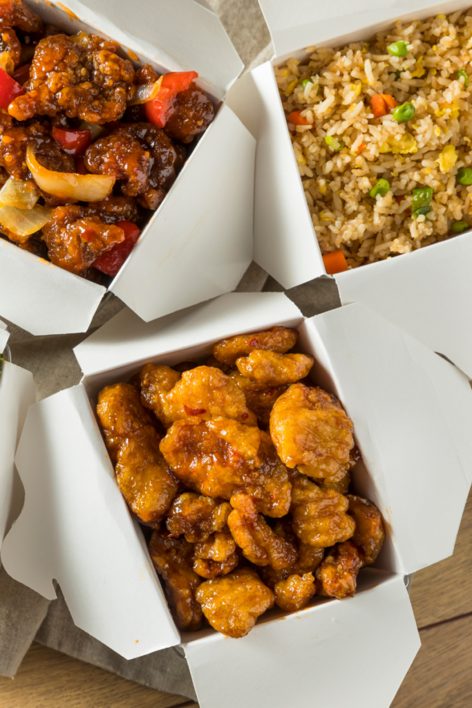 three boxes of takeout chinese food fast food for diabetes