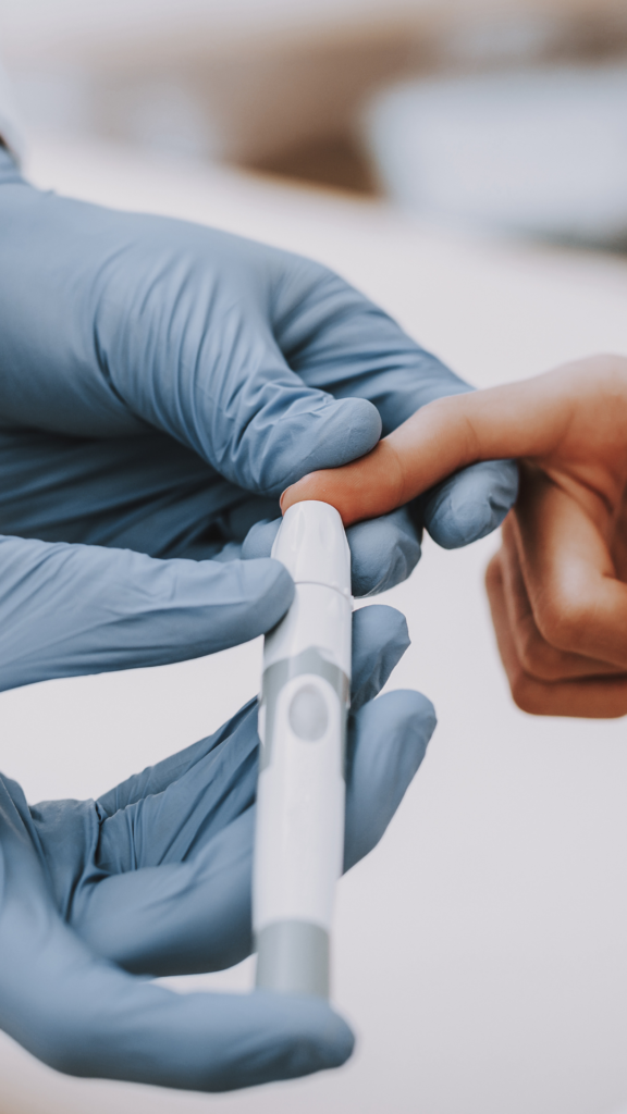 finger being pricked for new treatments for diabetes