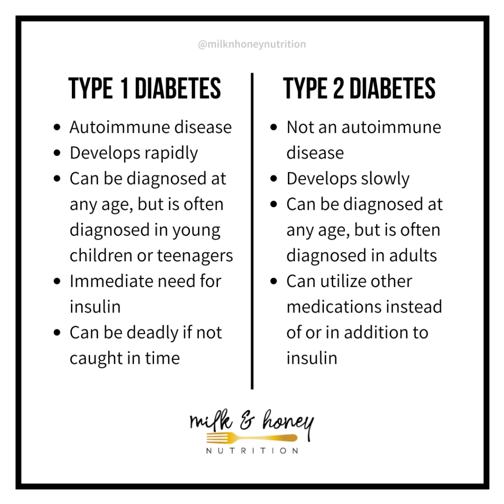 graphic chart for type 1 vs type 2 diabetes