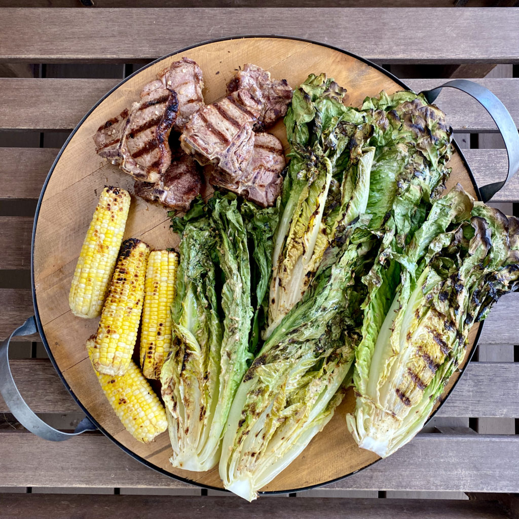 Grilled Lamb Loin Chops with Corn on the Cob and Grilled Romaine reshoot 1 | Milk & Honey Nutrition grilled lamb loin chops grilled romaine and grilled corn on the cob