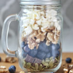 homemade trail mix blueberries walnuts popcorn pumpkin seeds