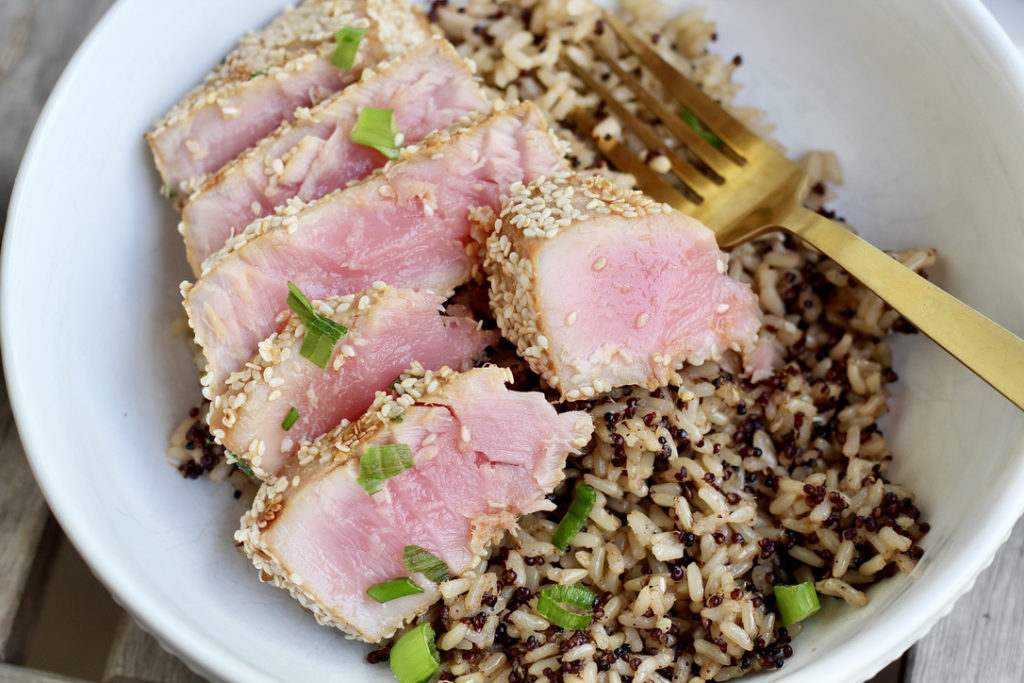 grilled ahi tuna with rice and quinoa