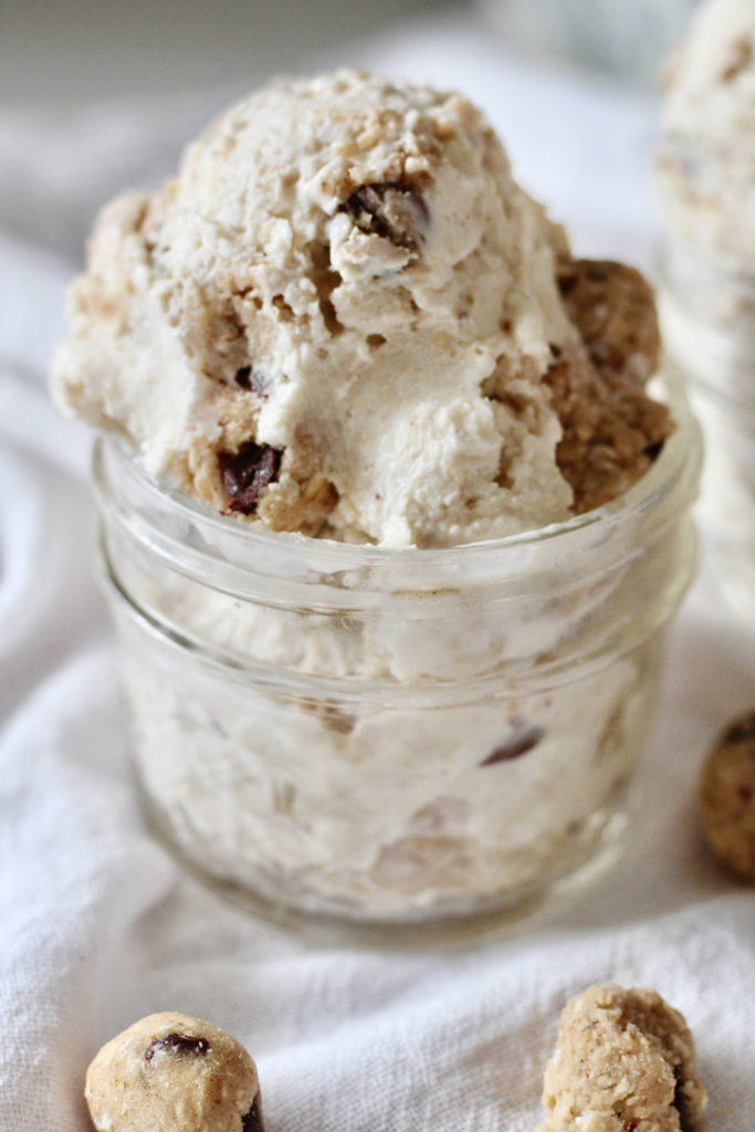 low carb homemade frozen yogurt with cookie dough