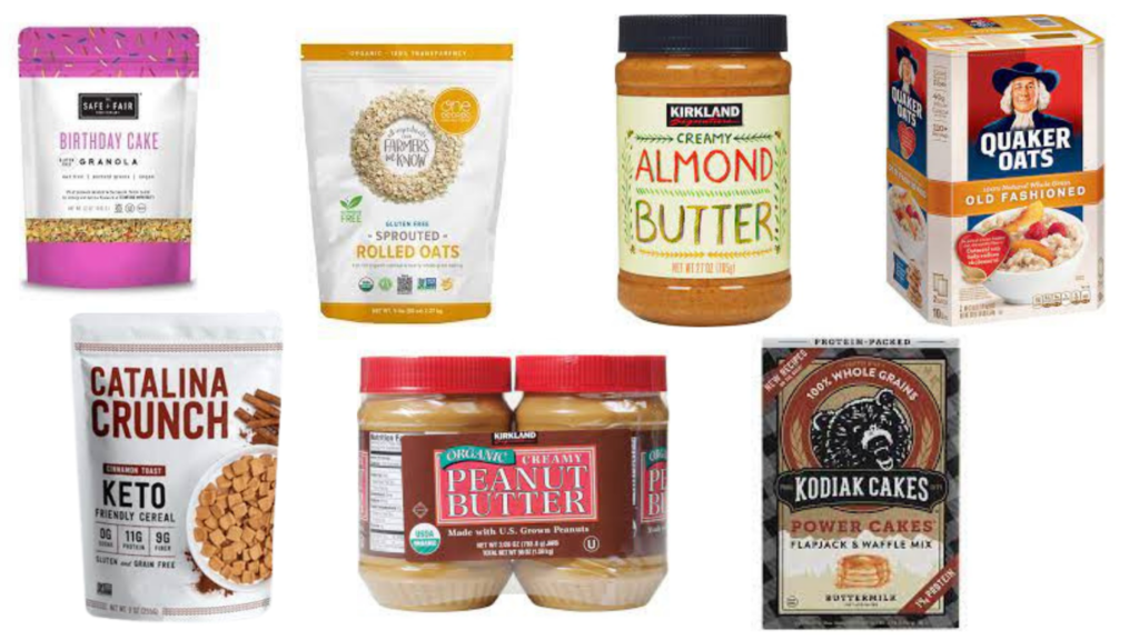 costco shopping list safe and fair granola one degree organic oats kirkland almond butter quaker oats catalina crunch cinnamon toast kirkland peanut butter kodiak cakes pancake mix