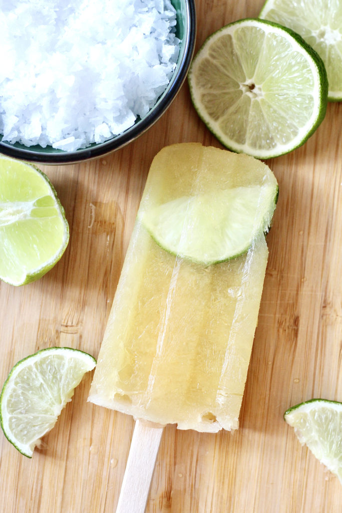 margarita popsicles with sea salt and sliced limes
