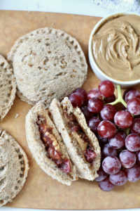 california grapes and peanut butter with homemade uncrustables